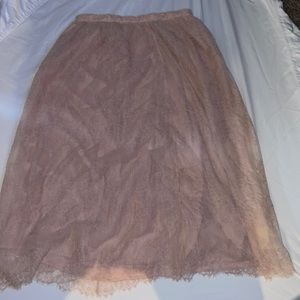 St. John creamy/pink lace long skirt